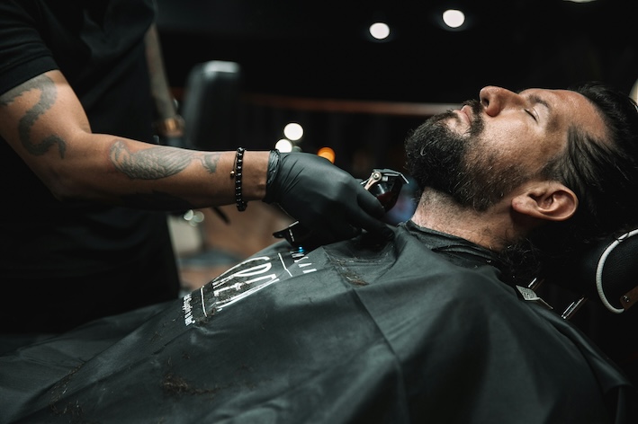 Professional barber at work