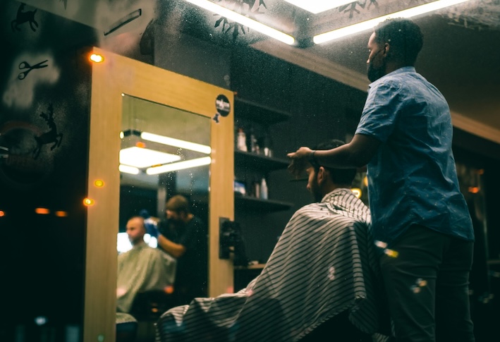 Professional barber at work